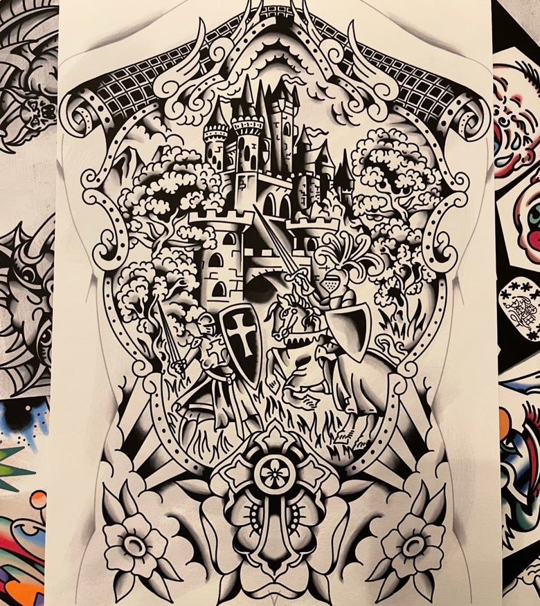 The Seige - Tattoo Flash Print