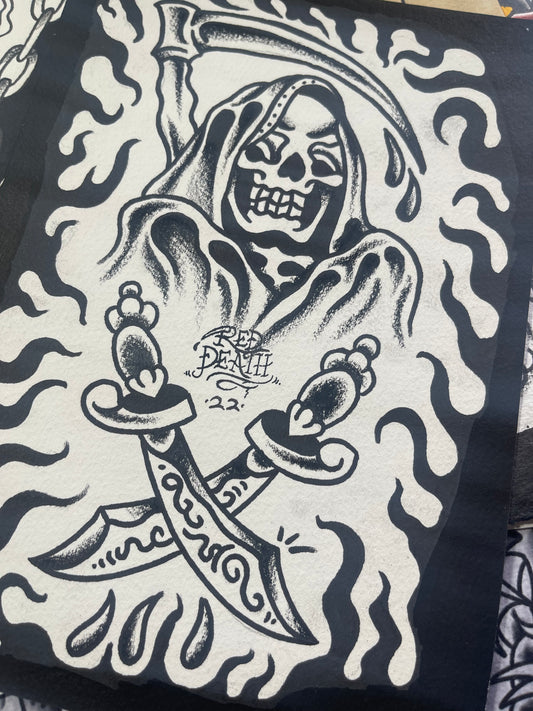 Reaper Mini - A5 Original Tattoo Flash