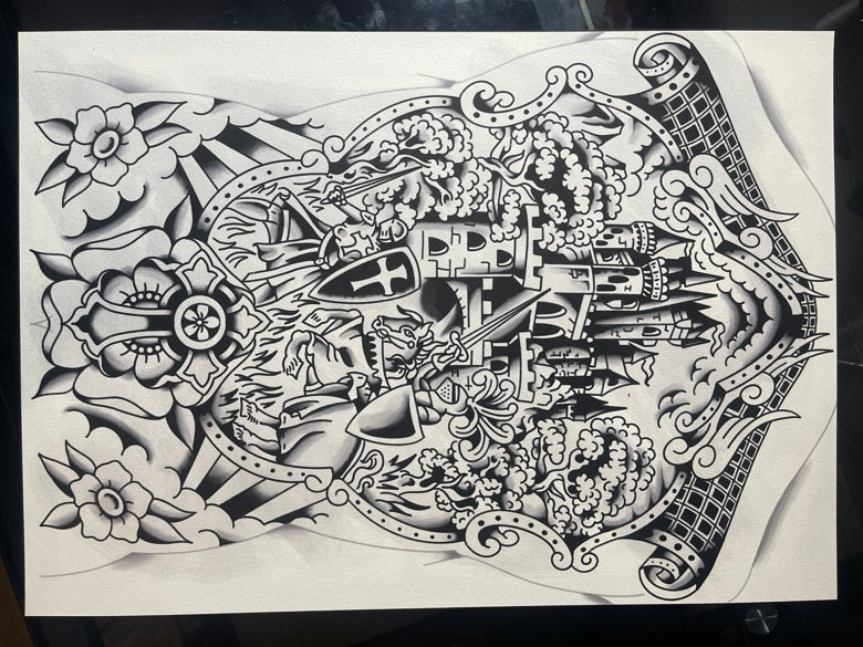 The Seige - Tattoo Flash Print