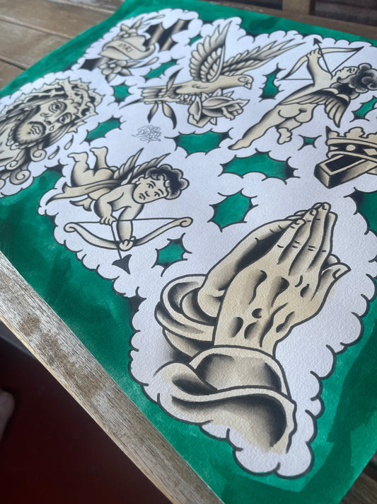 INRI - A3 Original Tattoo Flash Sheet