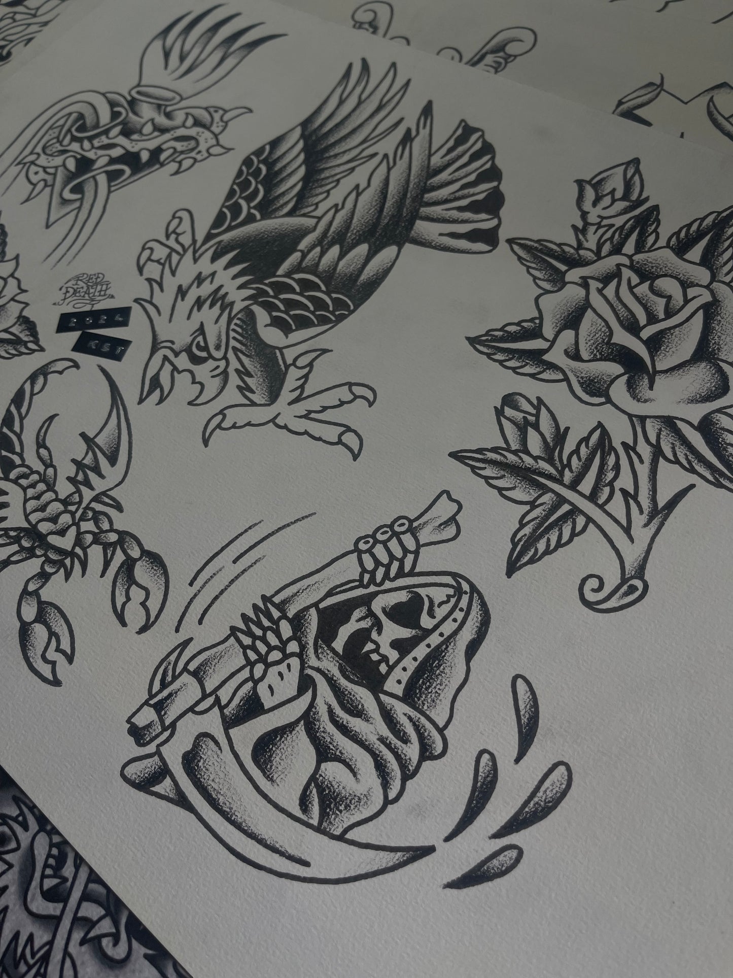 Bangers 2 - A3 Original Tattoo Flash Sheet