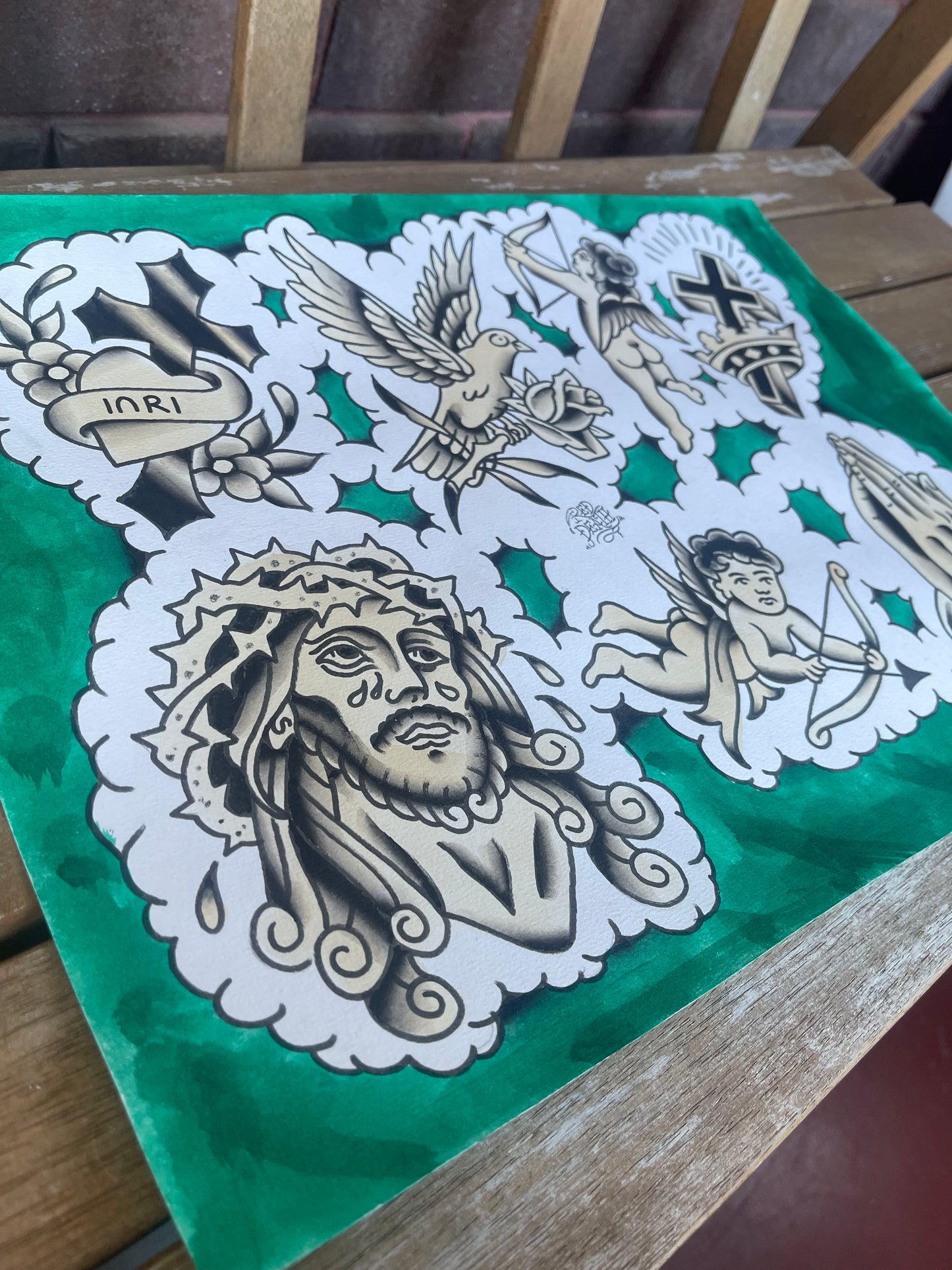 INRI - A3 Original Tattoo Flash Sheet