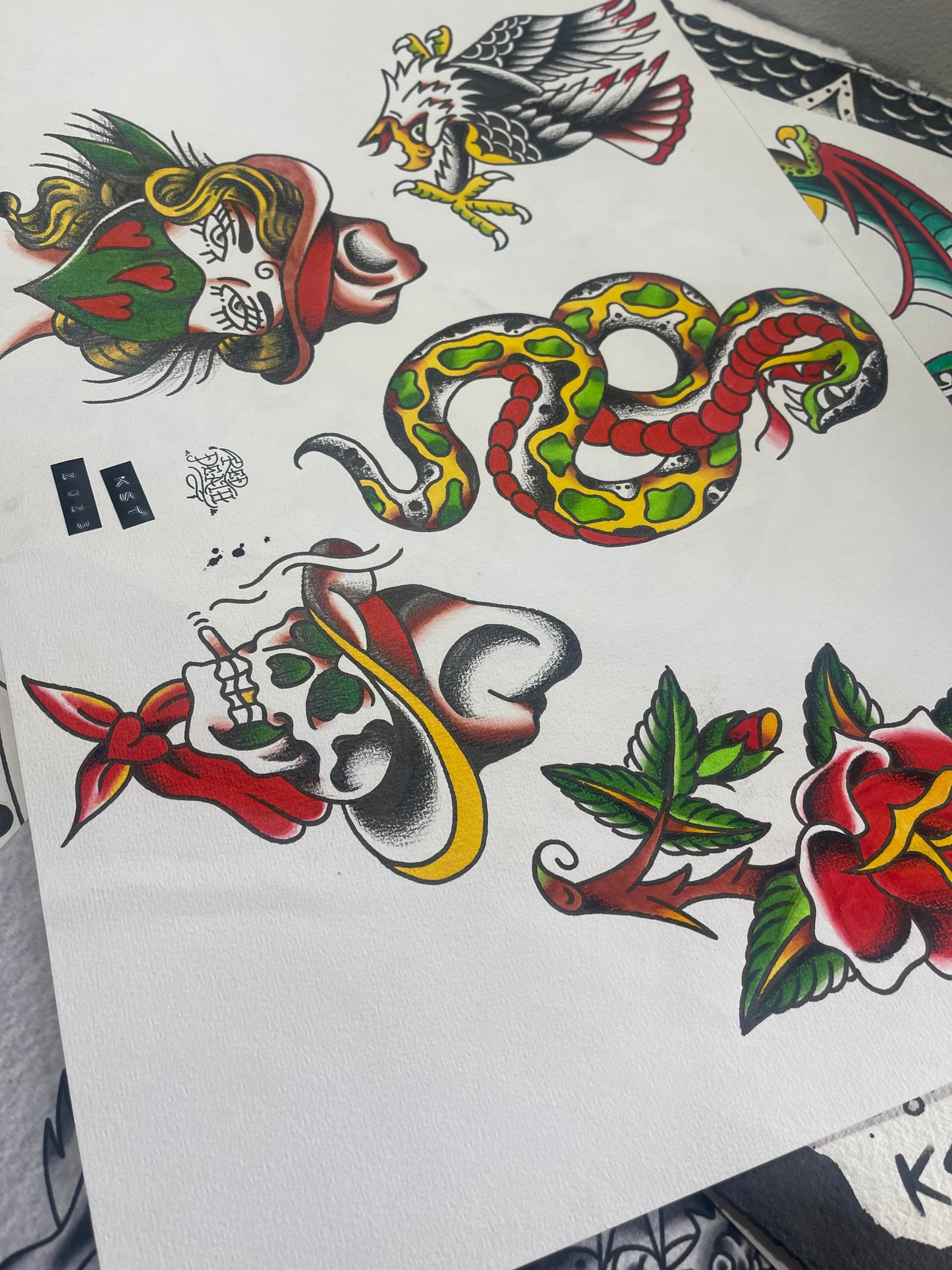 Redemption 2 - A3 Original Tattoo Flash Sheet