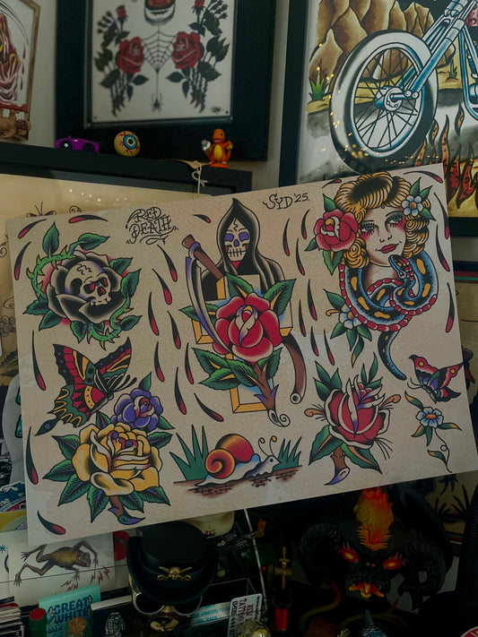 To plant a seed - Tattoo Flash Sheet Print