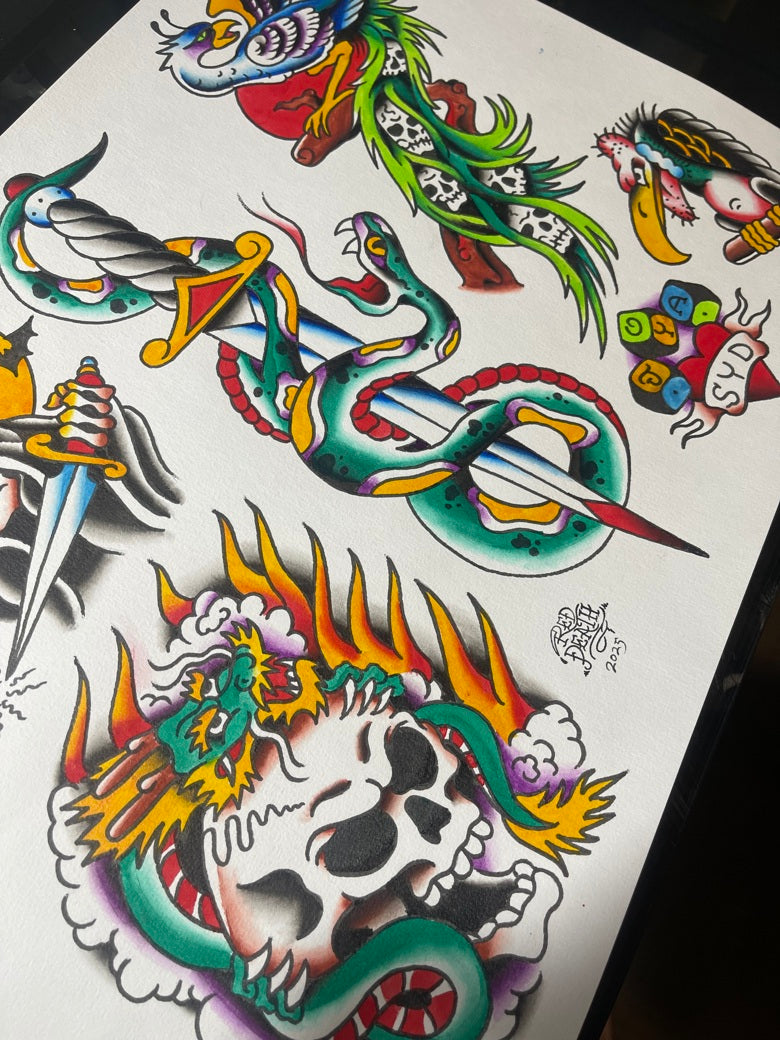 A3 Original Tattoo Flash Sheet