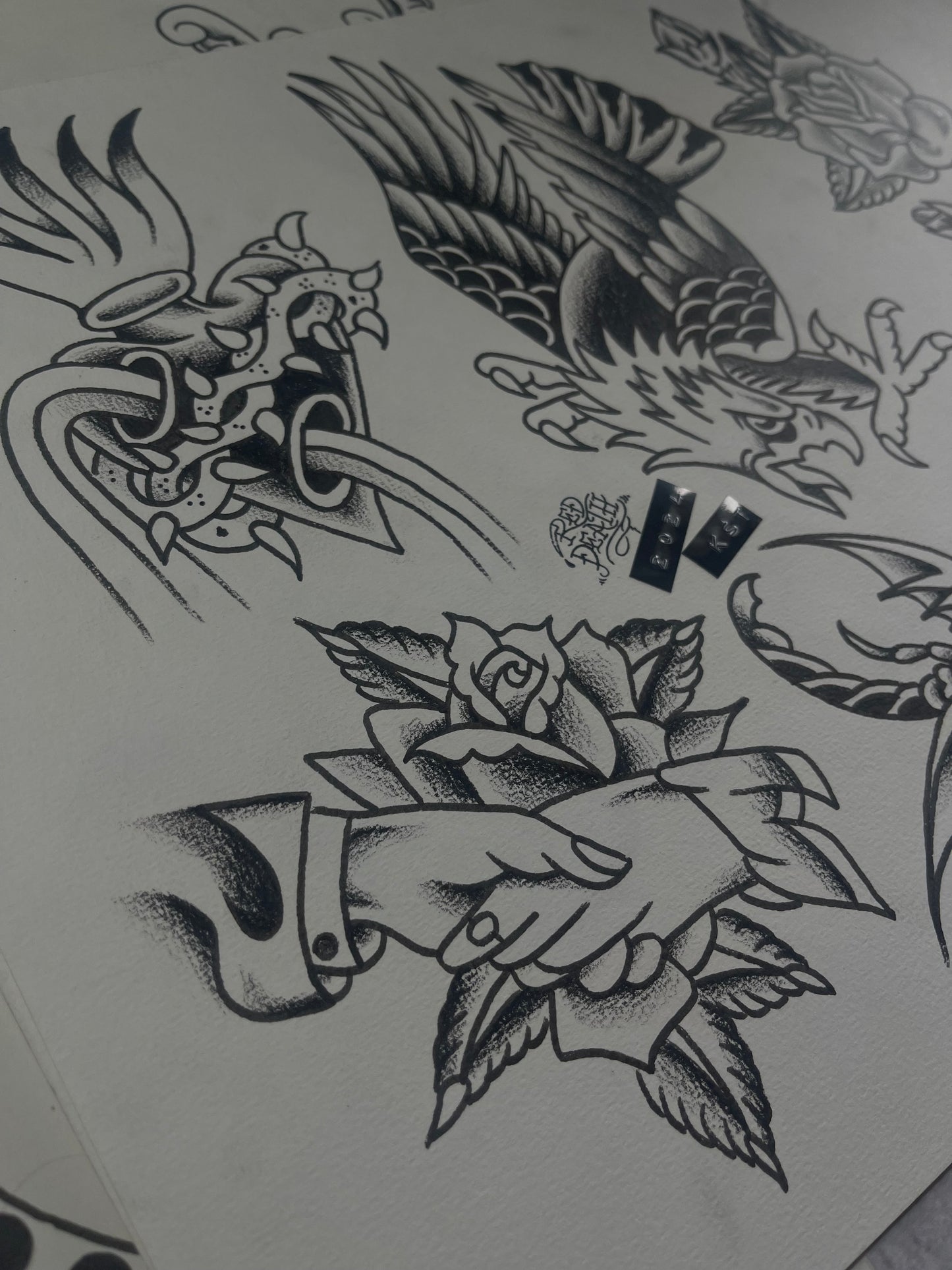 Bangers 2 - A3 Original Tattoo Flash Sheet