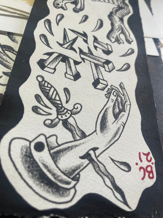 Triple Stack - Original Tattoo Flash 21x10