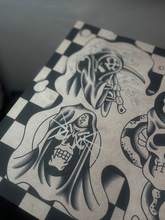 Skull Collector - Tattoo Flash Print