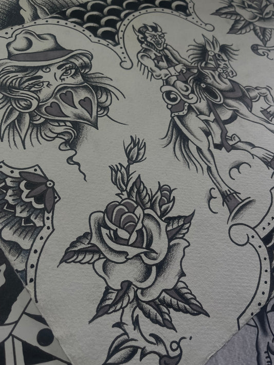 Redemption - A3 Original Tattoo Flash Sheet