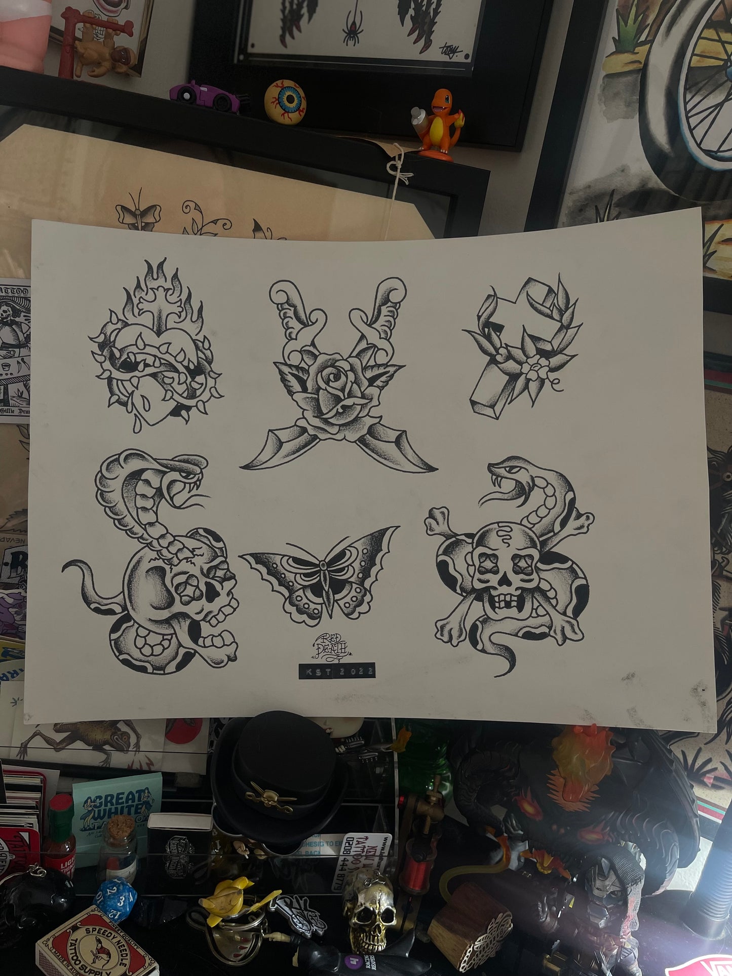 Bangers - A3 Original Tattoo Flash Sheet