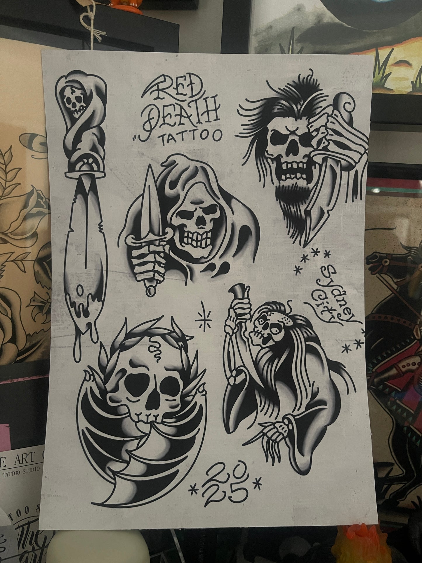 Skulls - Tattoo Flash Print
