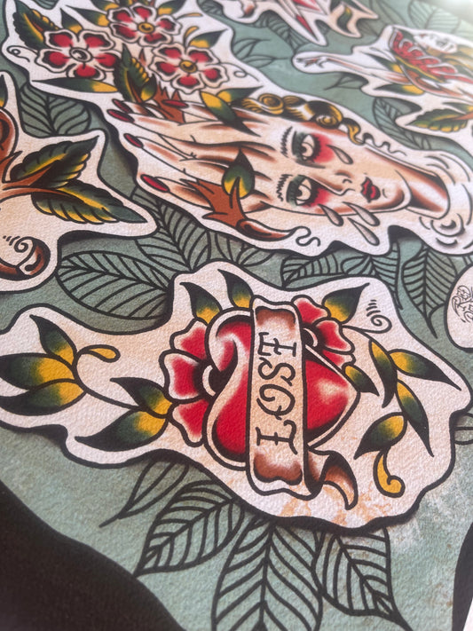 2022 Flash Set, GREEN - A3 Tattoo Flash Sheet Print