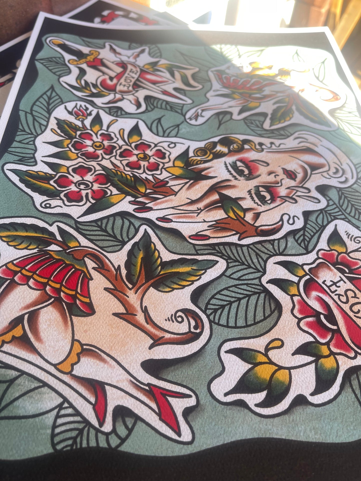 2022 Flash Set, GREEN - A3 Tattoo Flash Sheet Print