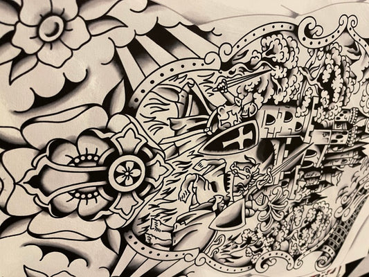The Seige - Tattoo Flash Print