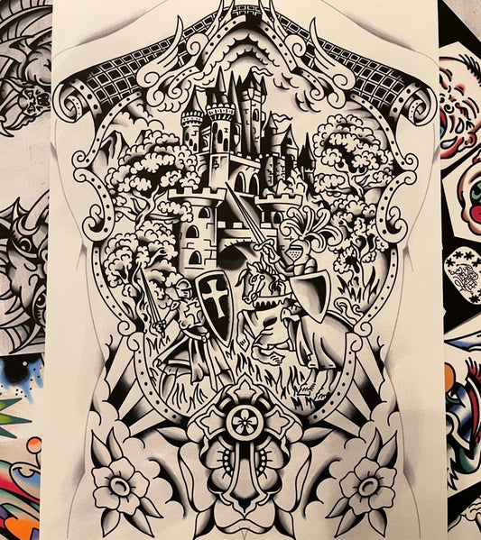 The Seige - Tattoo Flash Print