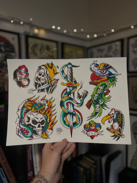 A3 Original Tattoo Flash Sheet