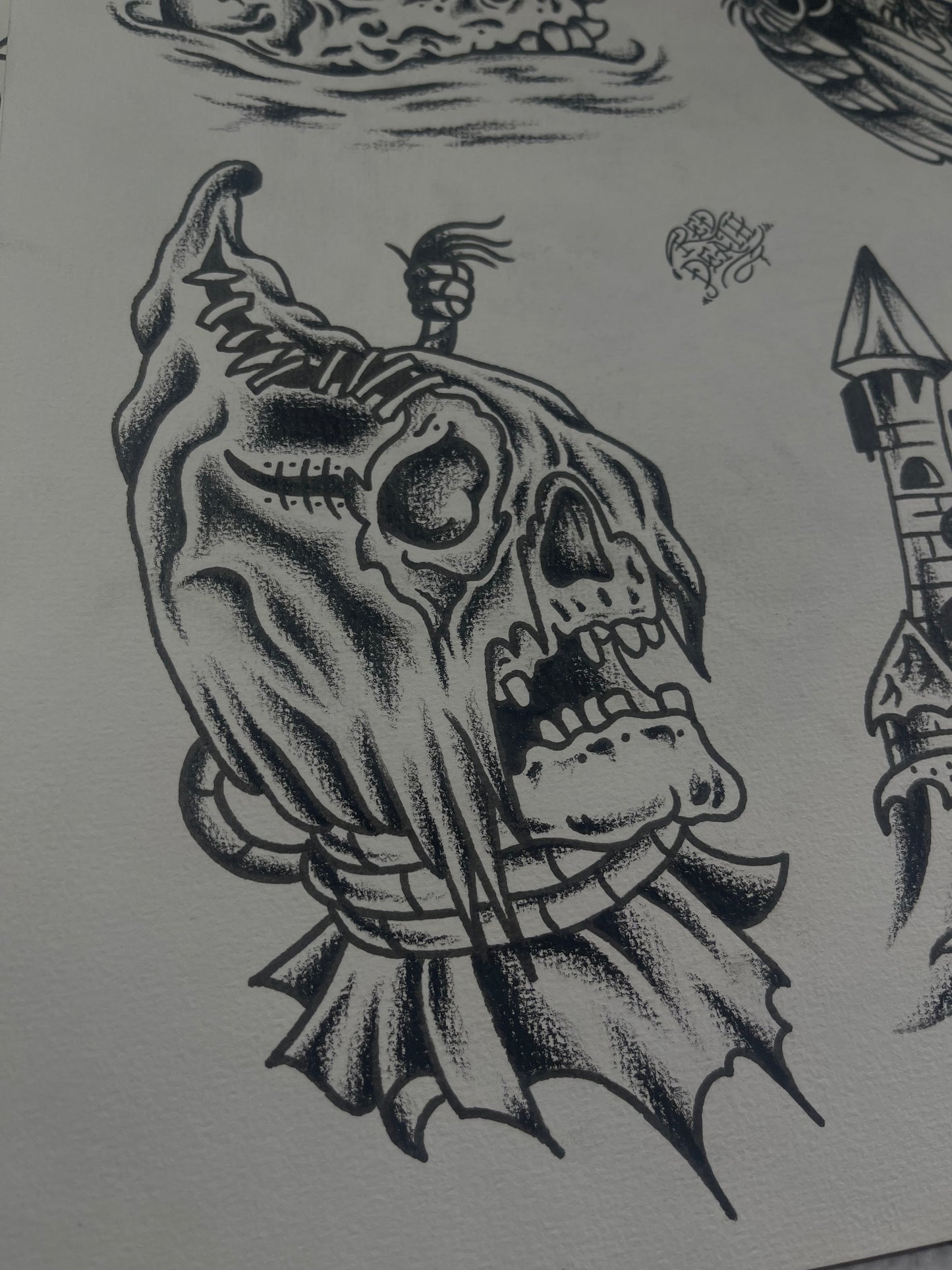 Blasphemer - A3 Original Tattoo Flash Sheet