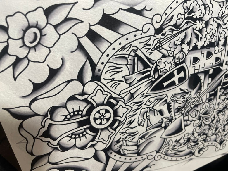The Seige - Tattoo Flash Print