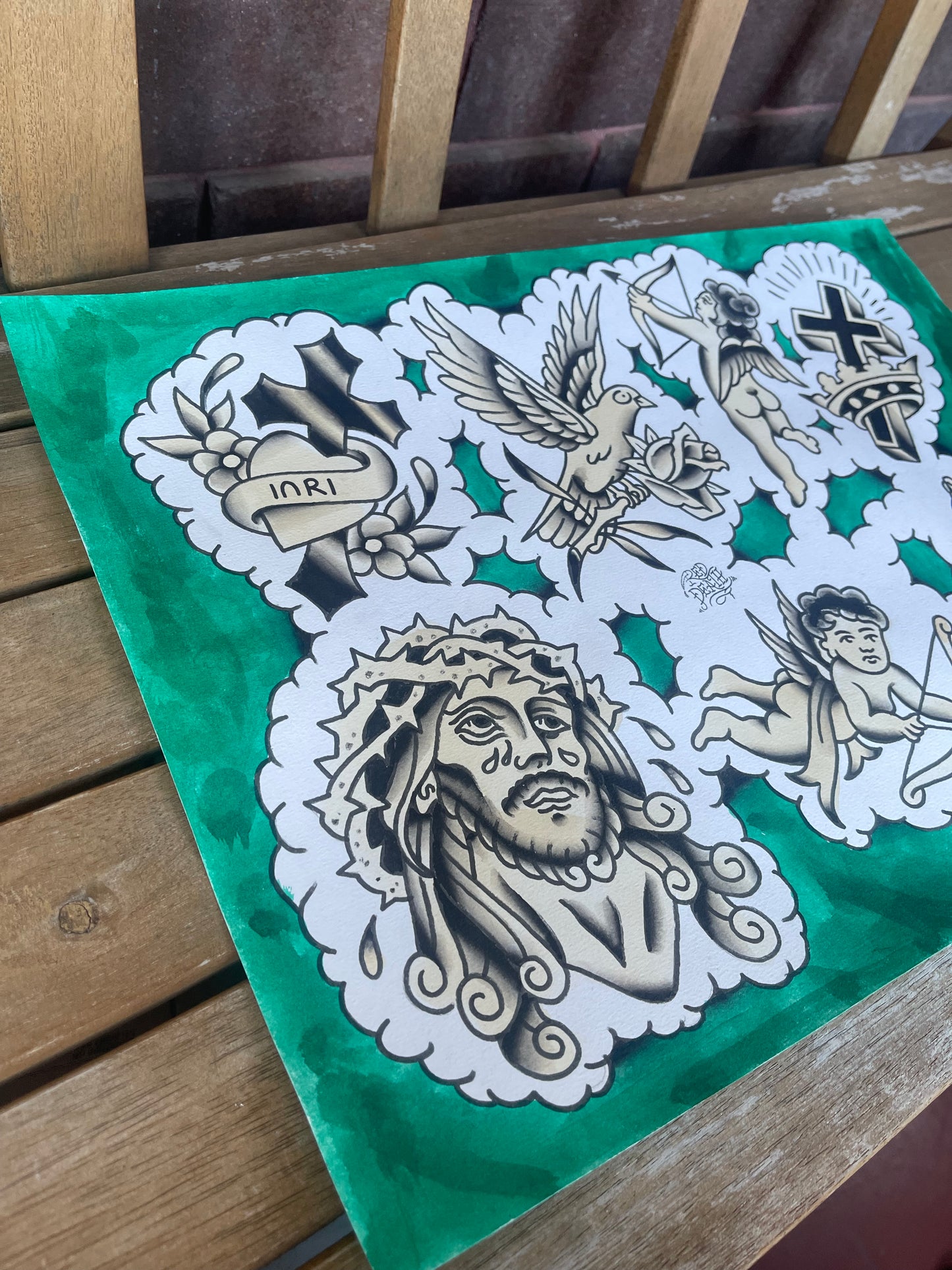 INRI - A3 Original Tattoo Flash Sheet