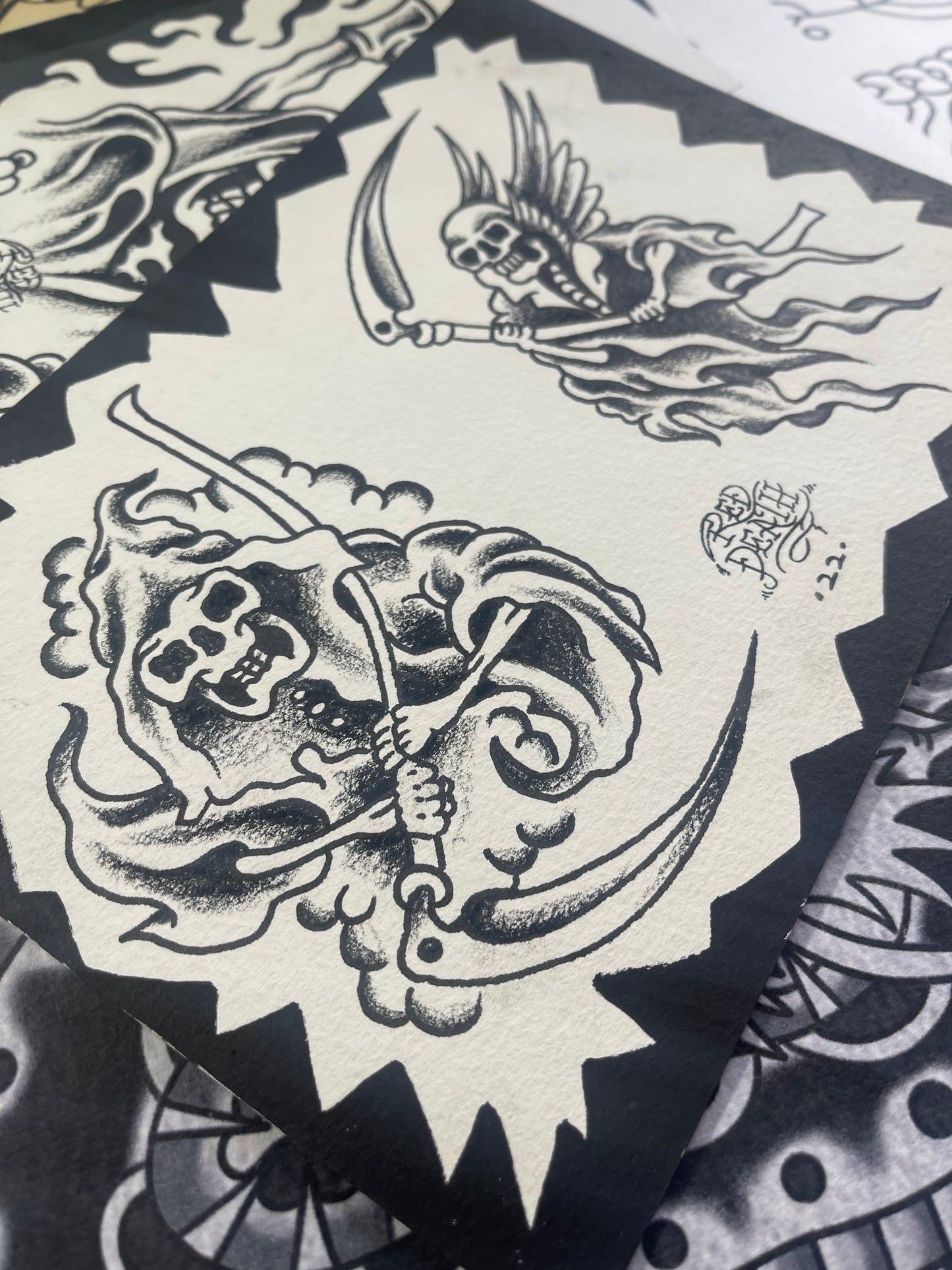 Skeletal Remains - A5 Original Tattoo Flash