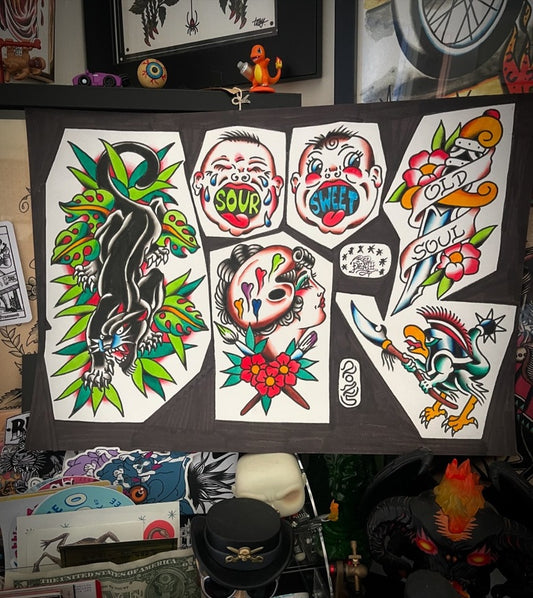 Old Soul - Original A3 Tattoo Flash Sheet