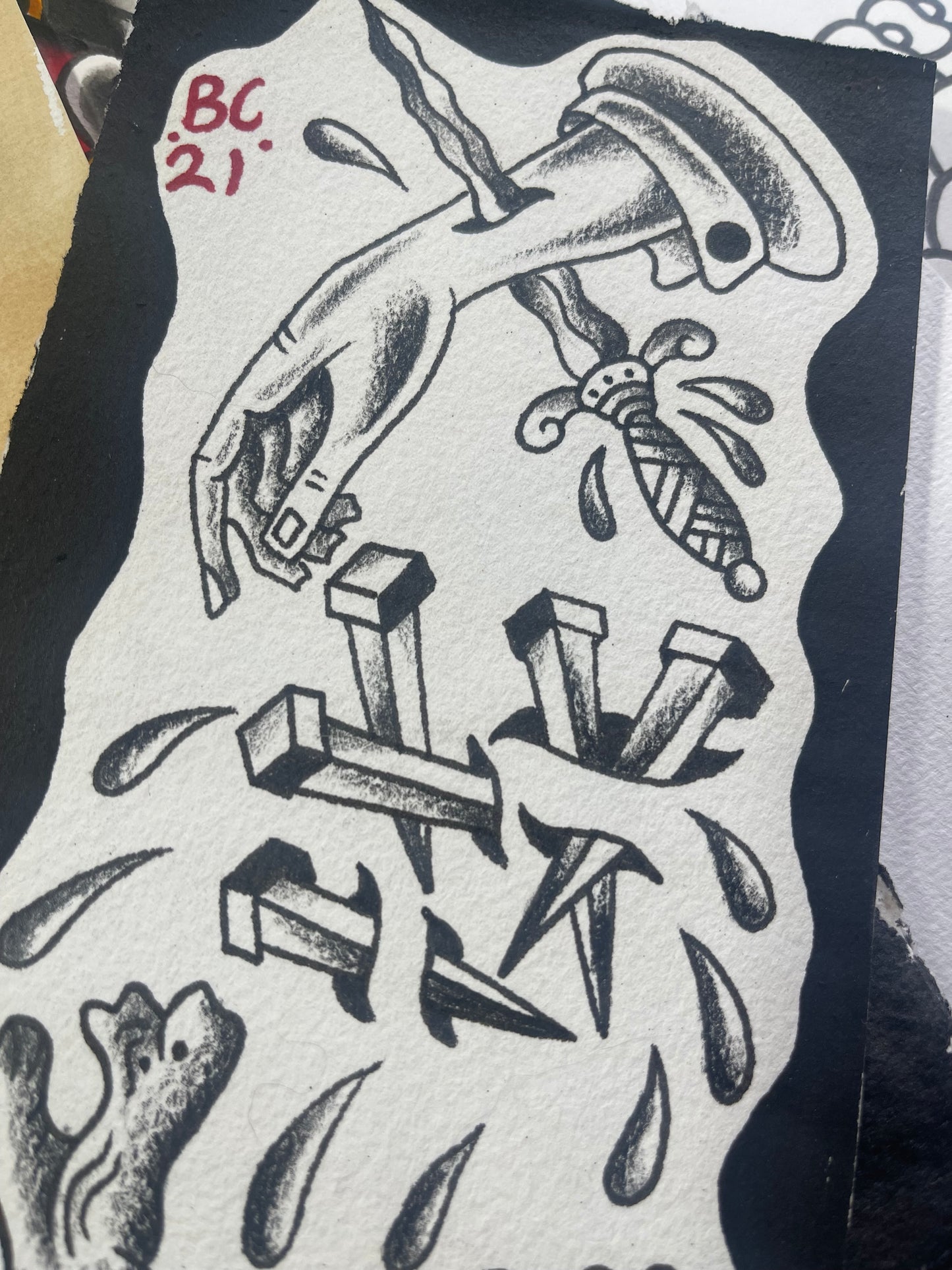 Triple Stack - Original Tattoo Flash 21x10