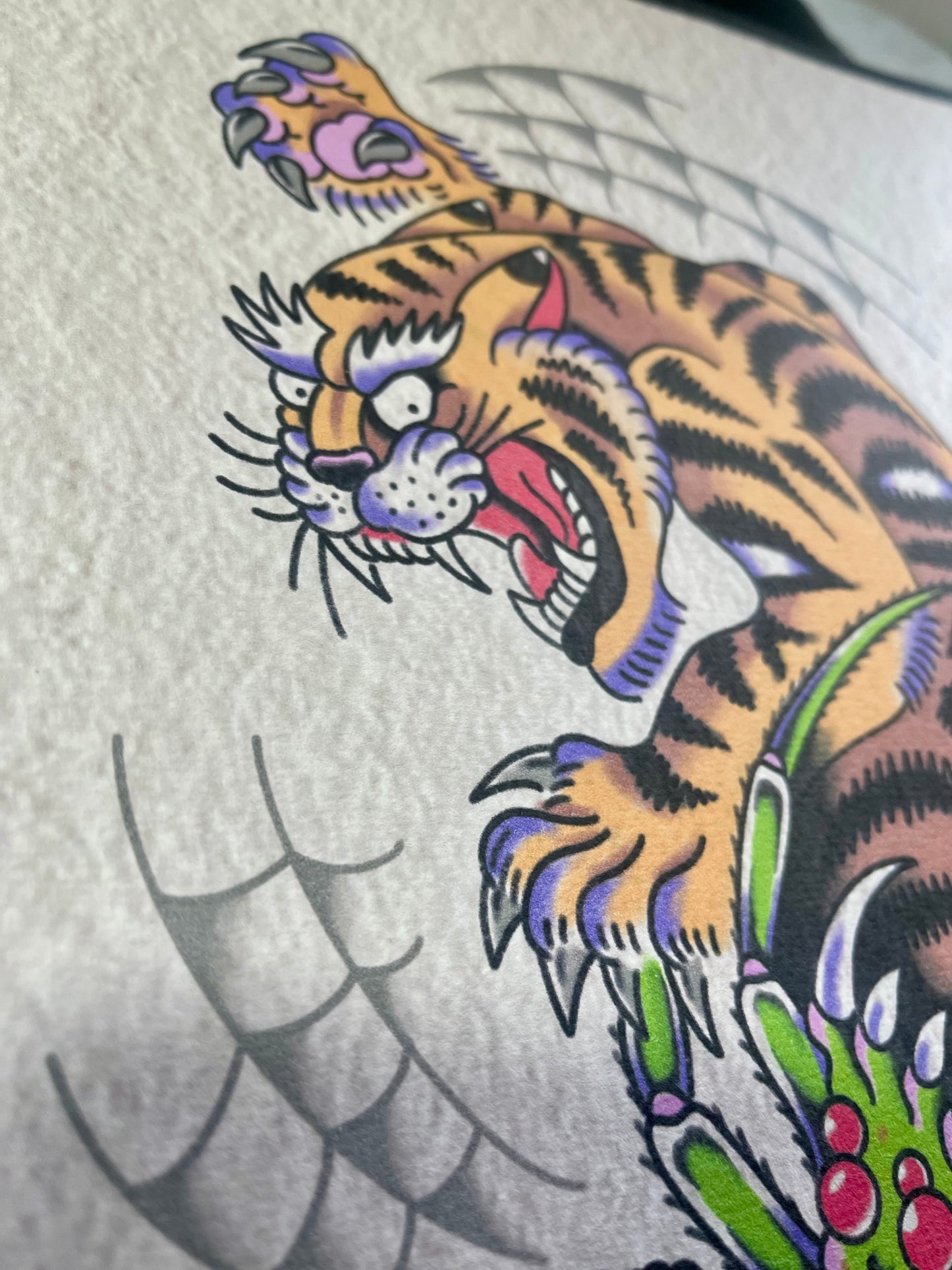 Pest Control - Tiger vs. Spider Tattoo Flash Print