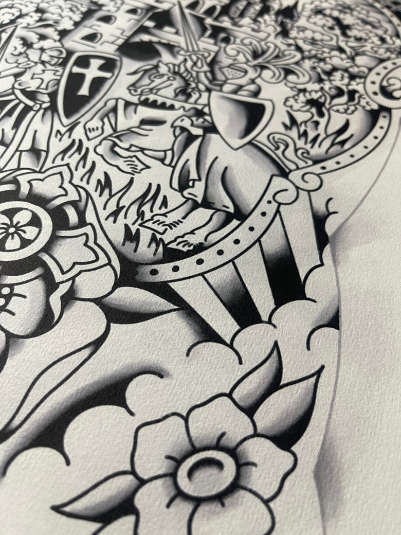 The Seige - Tattoo Flash Print
