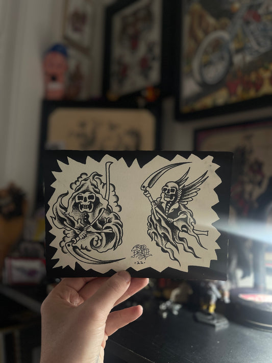 Skeletal Remains - A5 Original Tattoo Flash