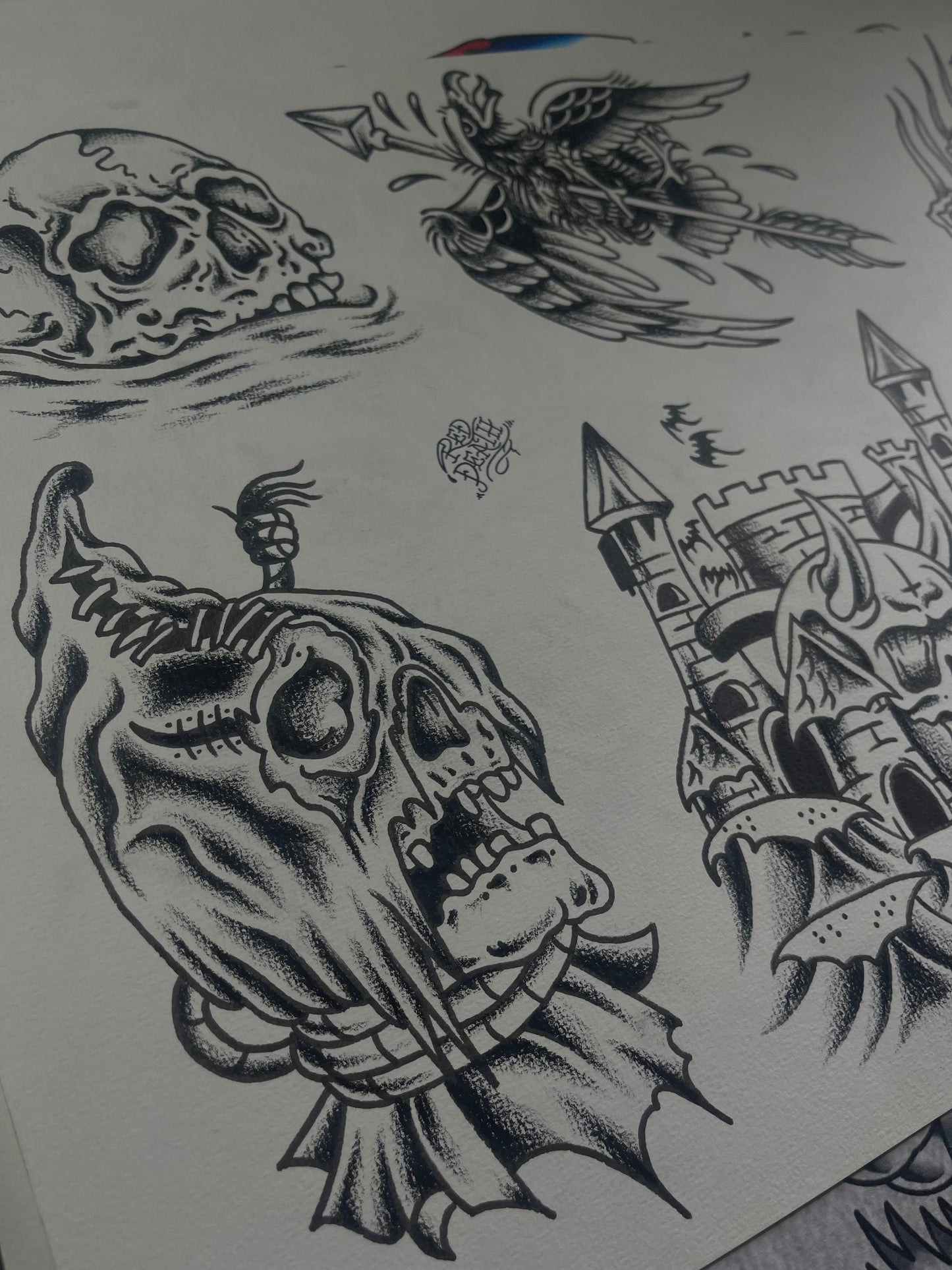 Blasphemer - A3 Original Tattoo Flash Sheet