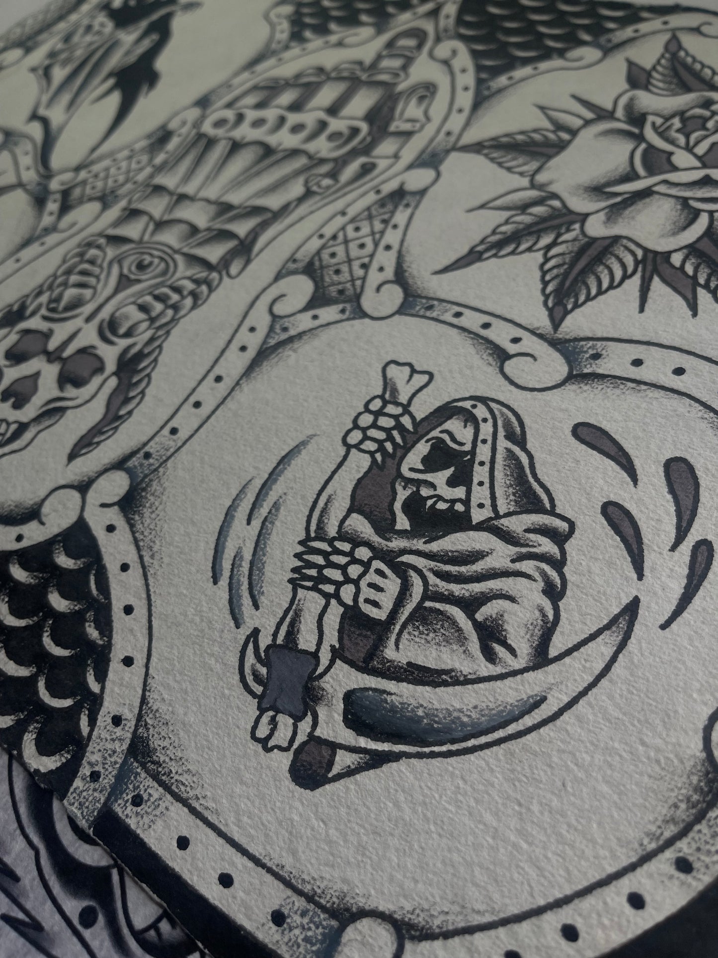 Gauntlet - A3 Original Tattoo Flash Sheet