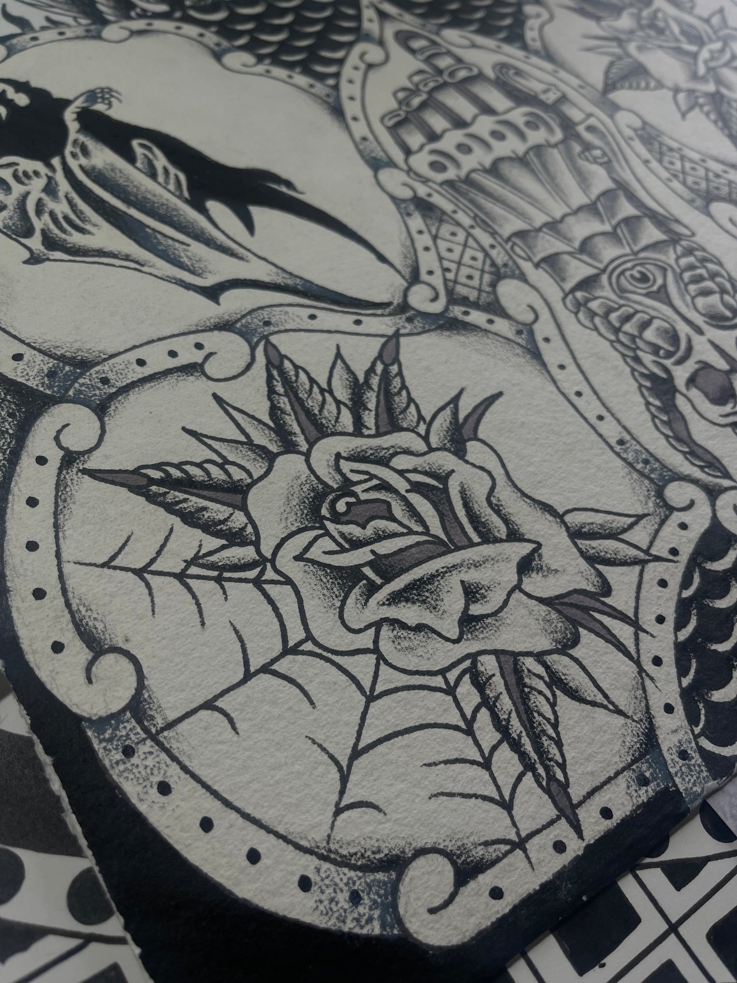 Gauntlet - A3 Original Tattoo Flash Sheet