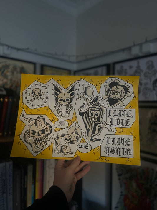 As you are, I was - A3 Original Tattoo Flash Sheet