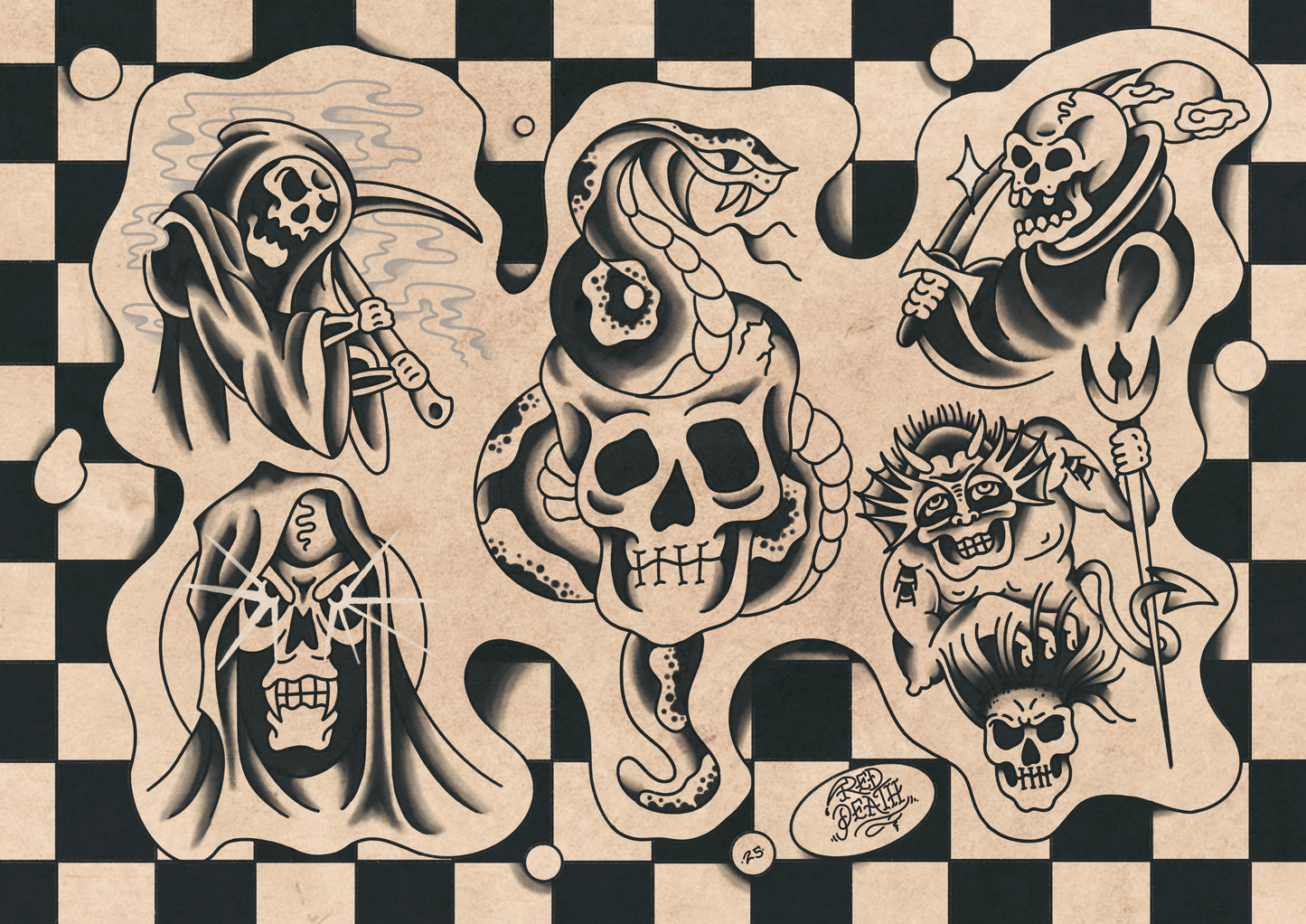 Skull Collector - Tattoo Flash Print