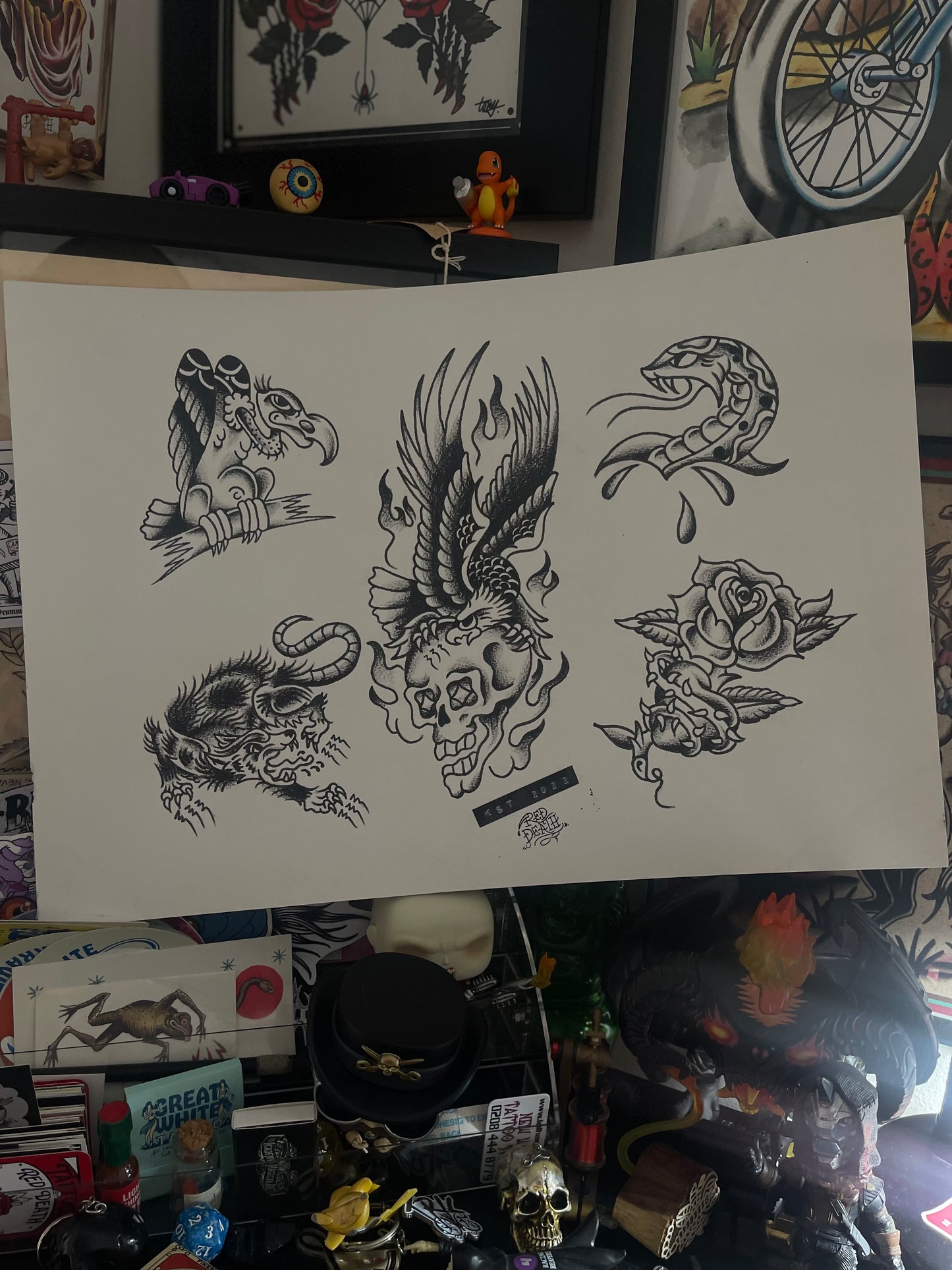 Rat Race - A3 Original Tattoo Flash Sheet