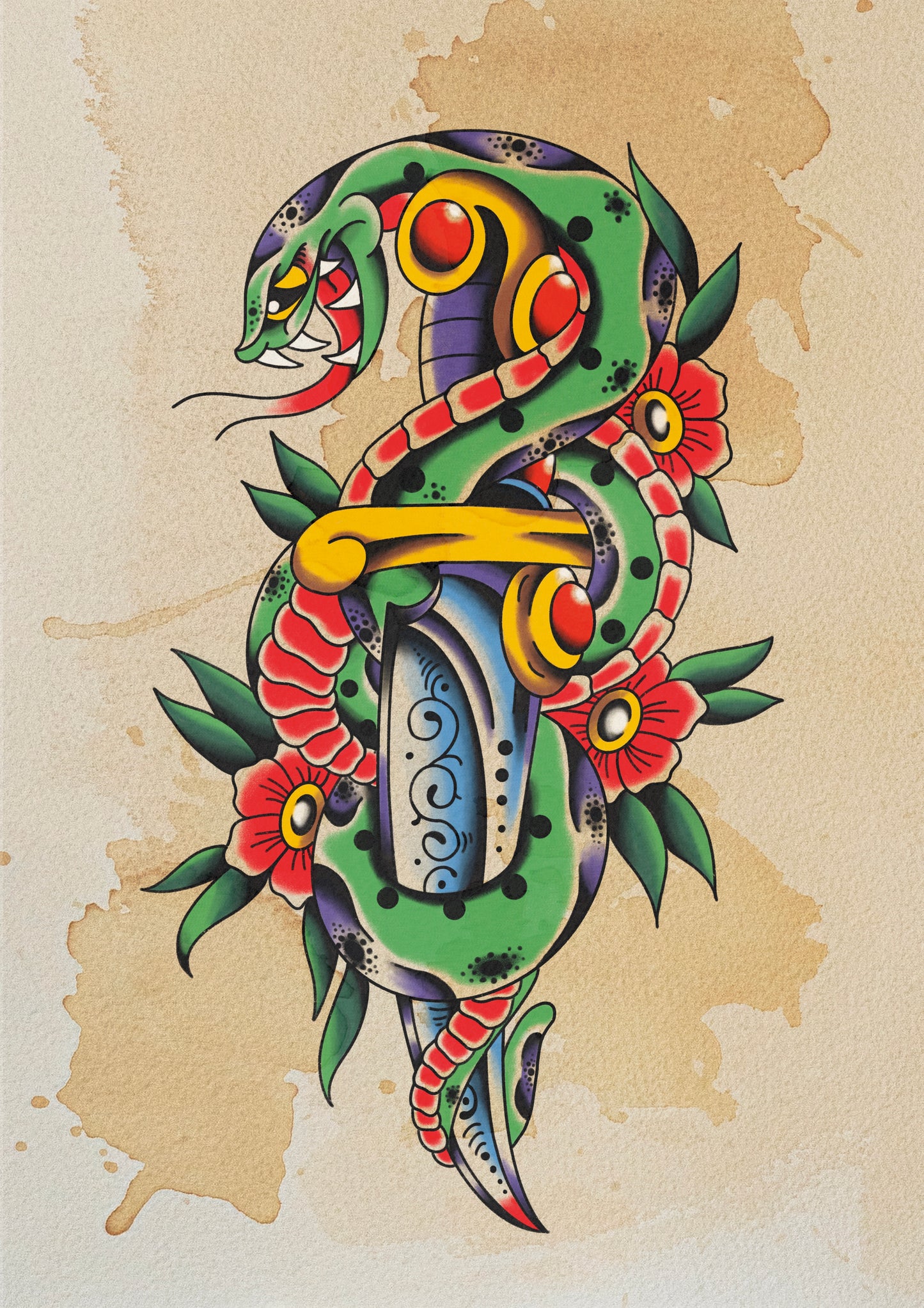 Venom Splitter - Tattoo Flash Print