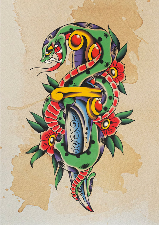 Venom Splitter - Tattoo Flash Print