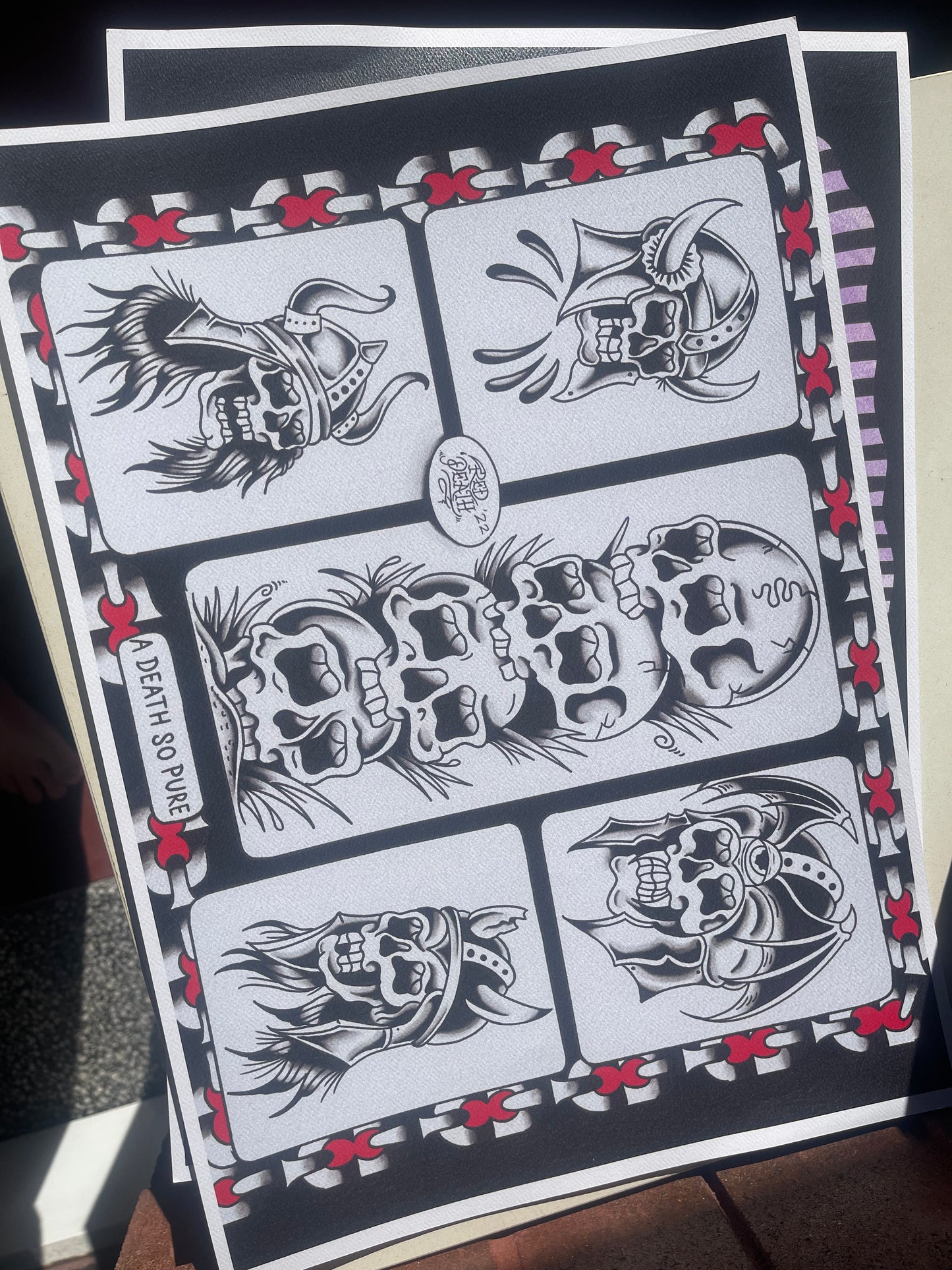 2022 Flash Set, SKULLS - A3 Tattoo Flash Sheet Print