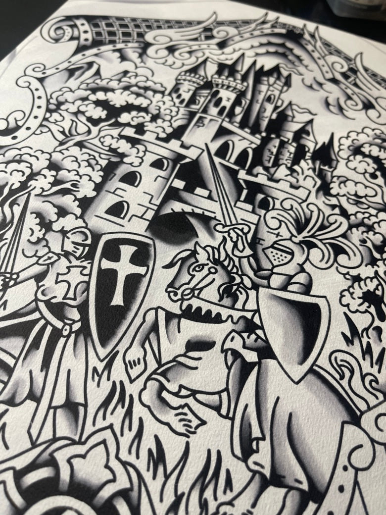 The Seige - Tattoo Flash Print